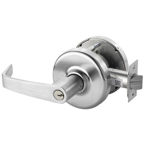 Corbin Russwin CL3391 NZD 626 Grade 1 Keyed Lever x Turnpiece Cylindrical Lock Newport Lever Conventional Cylinder Satin Chrome Finish Non-handed