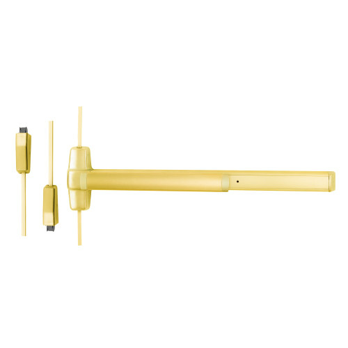 Von Duprin 9827EO 3 US3 Grade 1 Surface Vertical Rod Exit Bar Wide Stile Pushpad 36 Panic Device 84 Door Height Exit Only Less trim Hex Key Dogging Bright Brass Finish Field Reversible