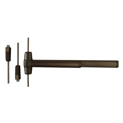 Von Duprin 9827L-07 3 313 RHR Grade 1 Surface Vertical Rod Exit Bar Wide Stile Pushpad 36 Panic Device 84 Door Height Classroom Function 07 Lever with Escutcheon Hex Key Dogging Dark Bronze Anodized Aluminum Finish Field Reversible 9827L-07 3 313 RHR