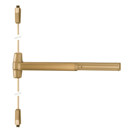 Von Duprin 9927EO 3 US10 Grade 1 Surface Vertical Rod Exit Bar Wide Stile Pushpad 36 Panic Device 84 Door Height Exit Only Less trim Hex Key Dogging Satin Bronze Clear Coated Finish Field Reversible 9927EO 3 US10