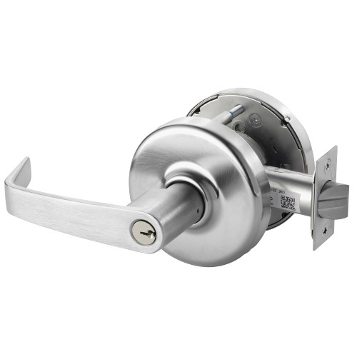 Corbin Russwin CL3381 NZD 626 Grade 1 Keyed Lever x Blank Plate Cylindrical Lock Newport Lever Conventional Cylinder Satin Chrome Finish Non-handed