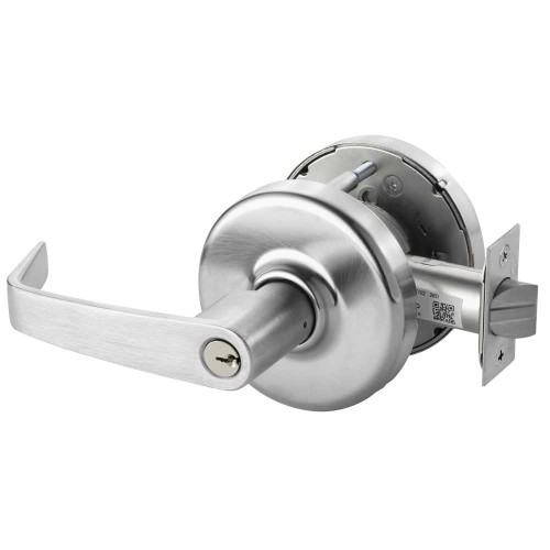 Corbin Russwin CL3381 NZD 626 Grade 1 Keyed Lever x Blank Plate Cylindrical Lock Newport Lever Conventional Cylinder Satin Chrome Finish Non-handed CL3381 NZD 626