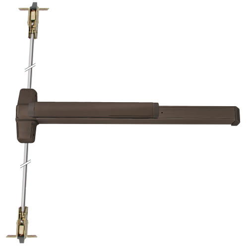 Von Duprin 9947EO 4 US10B Grade 1 Concealed Vertical Rod Exit Bar Wide Stile Pushpad 48 Device 80 to 100 Door Height Exit Only Hex Key Dogging Dark Oxidized Satin Bronze Oil Rubbed Finish Field Reversible