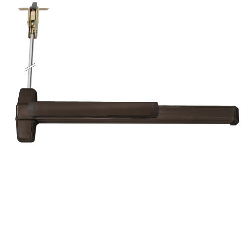 Von Duprin 9947EO-F 3 313 LBR Grade 1 Concealed Vertical Rod Exit Bar Wide Stile Pushpad 36 Fire-rated Device 80 to 100 Door Height Exit Only Less Bottom Rod Less Dogging Dark Bronze Anodized Aluminum Finish Field Reversible