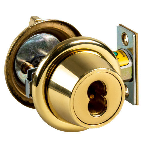 BEST 8T37KSTK605 T Series Tubular Deadbolt 2-3/4 Backset 7-Pin Housing; Accepts all BEST Cores Single-Keyed x Turnknob Standard Deadbolt Bright Brass