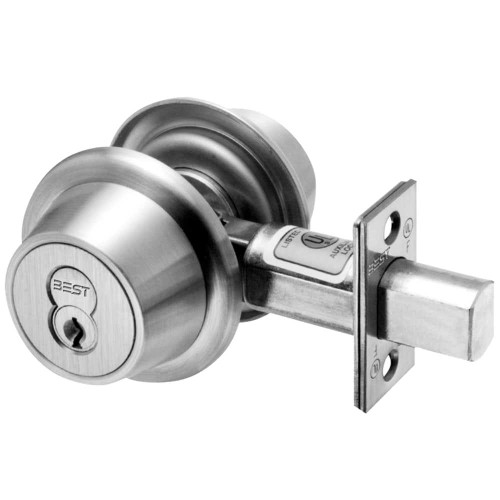 BEST 8T27LSTK626 T Series Tubular Deadbolt 2-3/8 Backset 7-Pin Housing; Accepts all BEST Cores Single-Keyed x No Turnknob Standard Deadbolt Satin Chrome 8T27LSTK626
