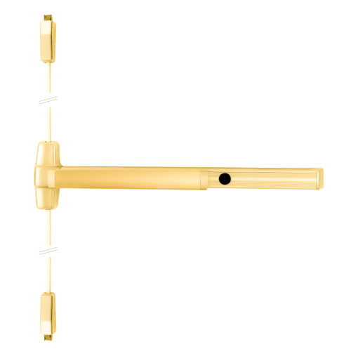 Von Duprin CD9927EO 3 US3 Grade 1 Surface Vertical Rod Exit Bar Wide Stile Pushpad 36 Panic Device 84 Door Height Exit Only Less trim Cylinder Dogging Bright Brass Finish Field Reversible CD9927EO 3 US3
