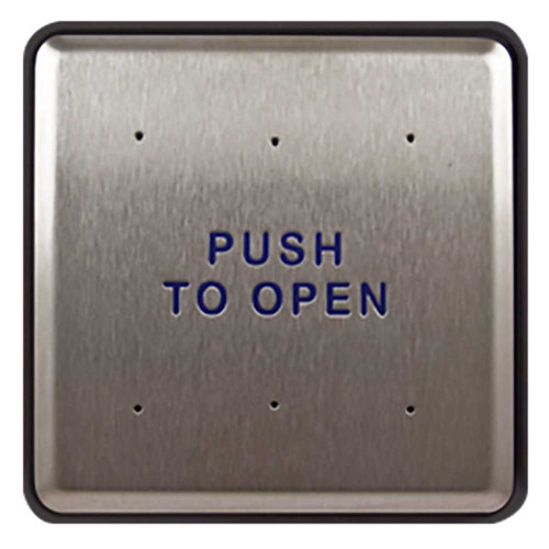 BEA 10PBS6 Stainless steel push plate 6 square blue text only 10PBS6
