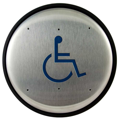 BEA 10PBRLL Stainless steel push plate 6 round blue handicap logo only 10PBRLL