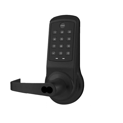 Yale AU-NTB613-ACC BSP 1210LC Grade 1 NexTouch Cylindrical Lock with Keypad Trim Augusta Lever Cylinder Override Accentra Pushbutton Keypad Yale 6-Pin LFIC Prep Less Core Black Suede Powder Coat Finish Non-Handed AU-NTB613-ACC BSP 1210LC
