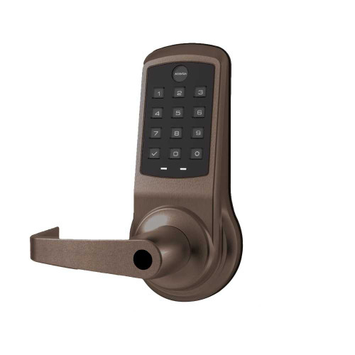 Yale AU-NTB613-NR 613E LC Grade 1 NexTouch Cylindrical Lock with Keypad Trim Augusta Lever Cylinder Override Stand Alone Pushbutton Keypad Less Cylinder Dark Oxidized Satin Bronze Finish Non-Handed AU-NTB613-NR 613E LC