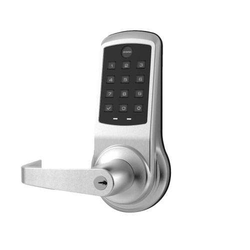 Yale AU-NTB613-ACC 626 Grade 1 NexTouch Cylindrical Lock with Keypad Trim Augusta Lever Cylinder Override Accentra Pushbutton Keypad Conventional Cylinder PARA Keyway Satin Chrome Finish Non-Handed AU-NTB613-ACC 626