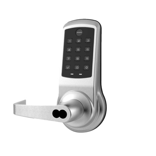 Yale AU-NTB613-NR 626 1210LC Grade 1 NexTouch Cylindrical Lock with Keypad Trim Augusta Lever Cylinder Override Stand Alone Pushbutton Keypad Yale 6-Pin LFIC Prep Less Core Satin Chrome Finish Non-Handed AU-NTB613-NR 626 1210LC