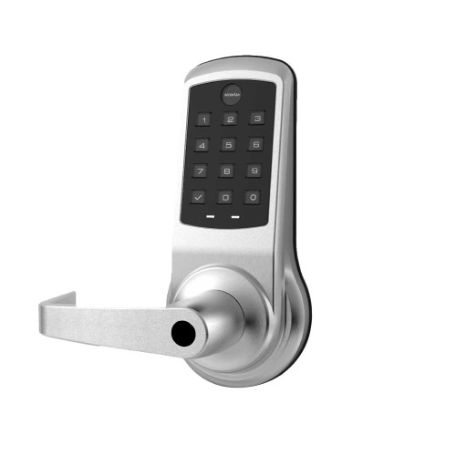 Yale AU-NTB613-NR 626 LC Grade 1 NexTouch Cylindrical Lock with Keypad Trim Augusta Lever Cylinder Override Stand Alone Pushbutton Keypad Less Cylinder Satin Chrome Finish Non-Handed AU-NTB613-NR 626 LC