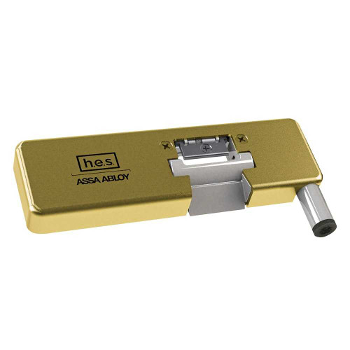 HES 9100L-606-LMS Grade 1 Field Selectable Safe/Secure 12/24VDC Electric Strike for Glass Single Doors with Vertical Rods Latchbolt Strike Monitor Satin Brass Finish Left-Handed 9100L-606-LMS