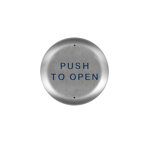 BEA 10PBR45 Stainless steel push plate 45 round blue text only 10PBR45