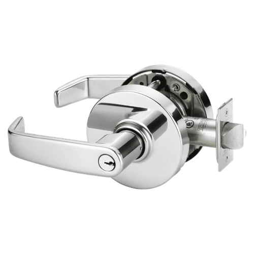 Sargent 28-10G05 LL 26 Grade 1 Entrance or Office Cylindrical Lock, L Lever, Conventional Cylinder, Bright Chrome Finish, Not Handed 28-10G05 LL 26