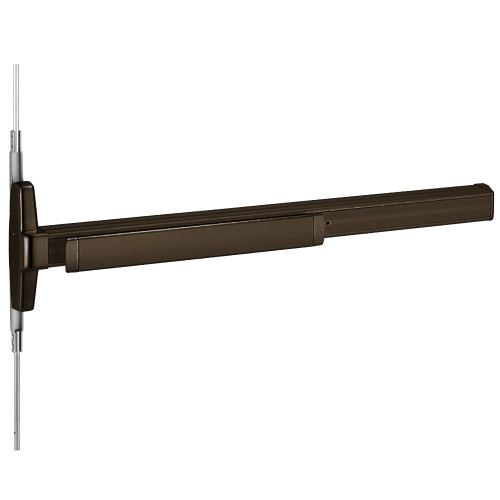 Von Duprin EL3347AEO 3 313 Grade 1 Concealed Vertical Rod Exit Device Narrow Stile Pushpad Exit Only Less Trim 36 Hex Key Dogging Electric Latch Retraction Dark Bronze Anodized Aluminum Finish Non-Handed