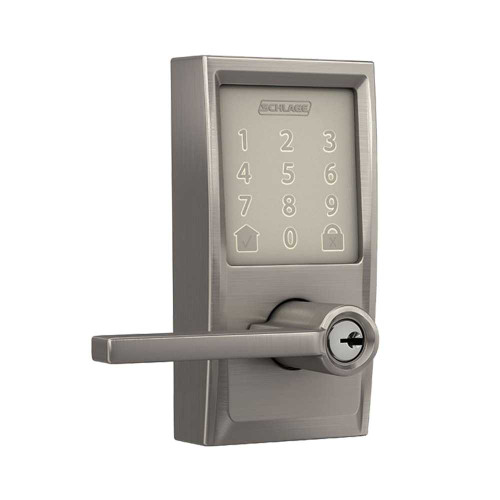 Schlage Residential FE789WBC CEN x LAT 619 Keyless Entry Lever with Matte Silver Finish FE789WBC CEN x LAT 619