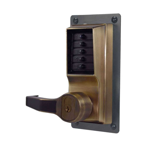 DormaKaba LLP1020M-05-41 Matte Brass Mechanical Pushbutton Lock with ADA Lever LLP1020M-05-41