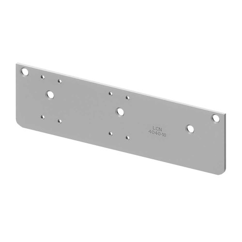 Drop Plate, Required for Hinge-Side Mount Where Top Rail is Less than 3-3/4", Satin Chrome Finish 4040XP-18 652