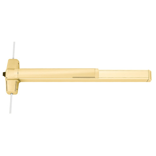Von Duprin EL9857L-06 4 US3 LHR Grade 1 3 Point Exit Bar 48 Device 84 Door Height Classroom Function 06 Lever with Escutcheon Electric Latch Retraction Less Dogging Bright Brass Finish Field Reversible