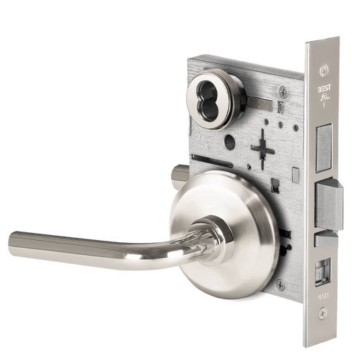 BEST 45H Series Mortise Lock with Polished Silver Finish (Part Number 45H7AB12S625)