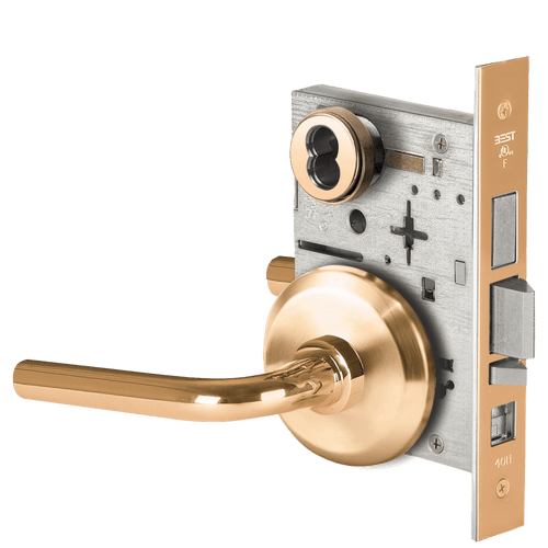BEST 45H Series Mortise Lock with Polished Bronze Finish - Grade 1 Commercial Security (Part #45H7AB12S611)