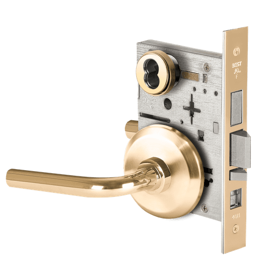BEST 45H Series Mortise Lock with Polished Brass Finish, Grade 1 Security, Model 45H7AB12S605 45H7AB12S605
