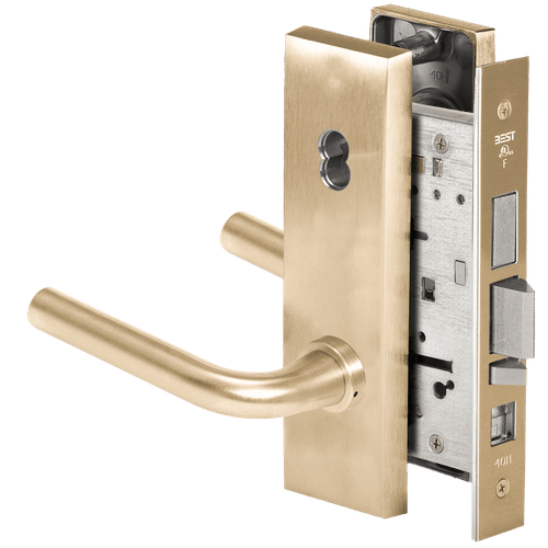 BEST 45H Series Mortise Lock with Matte Brass Finish - Grade 1 Commercial Security (Part Number 45H7AB12N606) 45H7AB12N606