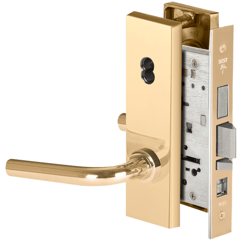 BEST 45H Series Mortise Lock with Polished Brass Finish, Grade 1, Model 45H7AB12N605 45H7AB12N605