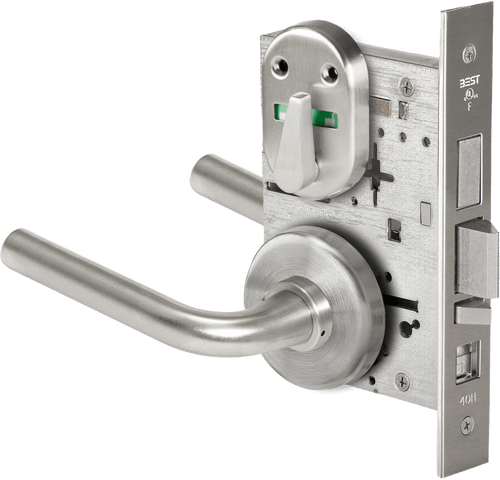 BEST 45H Series Mortise Lock with Matte Silver Finish, Grade 1 Security, and 3-Hour Fire Rating