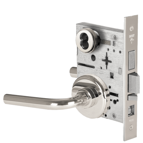 BEST 45H Series Mortise Lock with Polished Silver Finish (Part #45H7AB12H625) 45H7AB12H625