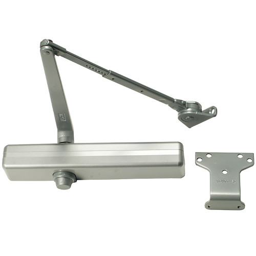 LCN 1461-HW/PA 689 Grade 1 Tri Mount Surface Closer Push or Pull Side Double Lever Arm Friction Hold Open Hold Open Slim Plastic Cover 180 Deg Swing With Parallel Arm Bracket Aluminum Painted Finish Non-Handed