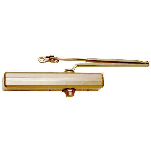 LCN 1461-RW/PA 696 Grade 1 Tri Mount Surface Closer Push or Pull Side Double Lever Arm Regular Slim Plastic Cover 180 Deg Swing With Parallel Arm Bracket Satin Brass Painted Finish Non-Handed