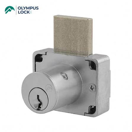 Olympus 600DW 26D 7/8 inch R Series drawer deadbolt lock, satin chrome, Grade 1