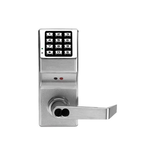 Alarm Lock DL6100IC US26D Networx cylindrical pushbutton lock, straight lever, satin chrome