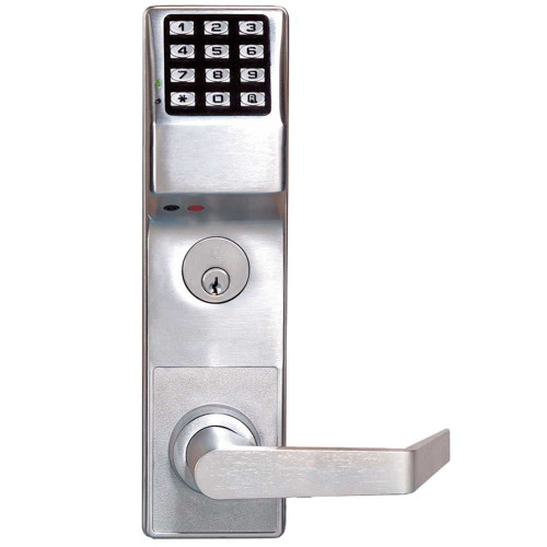 Alarm Lock ETDLS1G/26DD93 Pushbutton Exit Trim 2000 Users 40000 Event Audit Trail Weatherproof Straight Lever for Dorma 9300 Satin Chrome ETDLS1G/26DD93