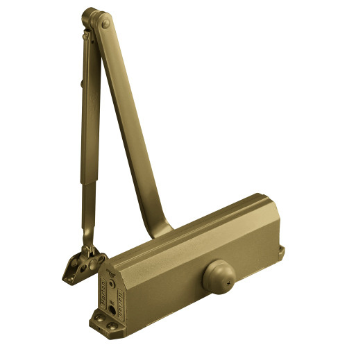 Norton 1601 696 Grade 1 Tri Mount Surface Closer Pull Side Double Lever Arm Regular 180 Deg Swing Adjustable Size 1-6 Satin Brass Painted Finish Non-Handed
