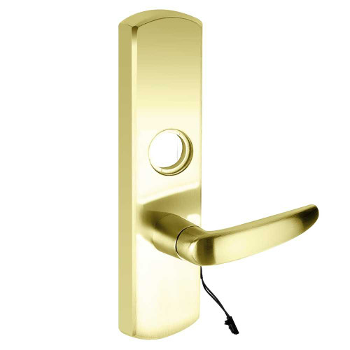Von Duprin M996L-07-R/V US3 LHR Grade 1 Motorized Lever Trim Classroom Function Rim/Vertical Rod Prep 07 Lever with Escutcheon Bright Brass Finish Left Hand Reverse M996L-07-R/V US3 LHR