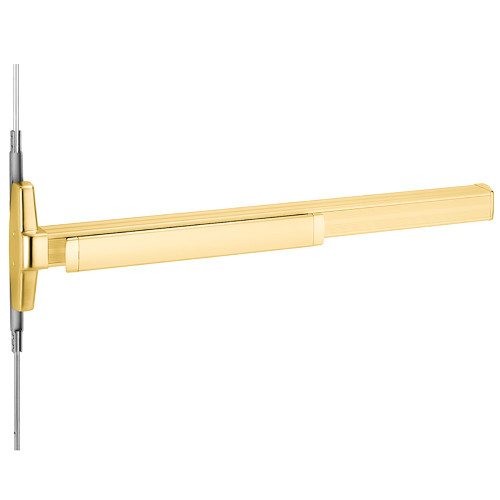 Von Duprin QEL3347AEO 3 US3 Grade 1 Concealed Vertical Rod Exit Device Narrow Stile Pushpad Exit Only Less Trim 36 Less Dogging Electric Latch Retraction Bright Brass Finish Non-Handed QEL3347AEO 3 US3