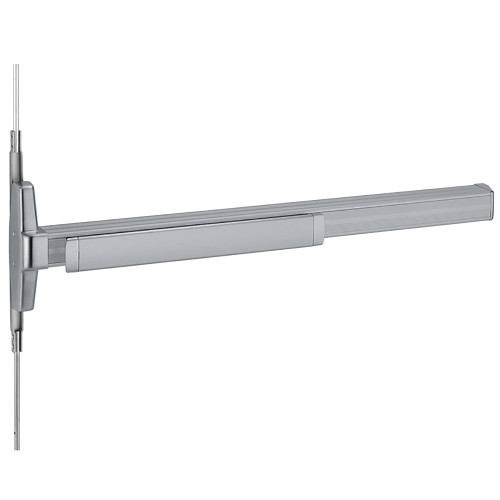 Von Duprin QEL3347AEO 4 US28 Grade 1 Concealed Vertical Rod Exit Device Narrow Stile Pushpad Exit Only Less Trim 48 Less Dogging Electric Latch Retraction Satin Aluminum Clear Anodized Finish Non-Handed QEL3347AEO 4 US28