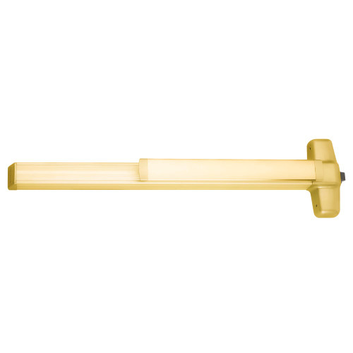 Von Duprin QEL99EO 4 US3 Grade 1 Rim Exit Bar Wide Stile Pushpad 48 Device Exit Only Less Trim Motorized Latch Retraction Less Dogging Bright Brass Finish Non-handed