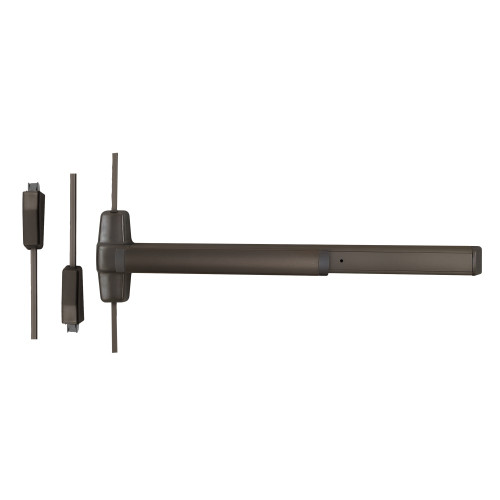 Von Duprin RX9827EO 3 643E Grade 1 Surface Vertical Rod Exit Bar Wide Stile Pushpad 36 Panic Device 84 Door Height Exit Only Less trim Request to Exit Switch Hex Key Dogging Aged Bronze Finish Field Reversible