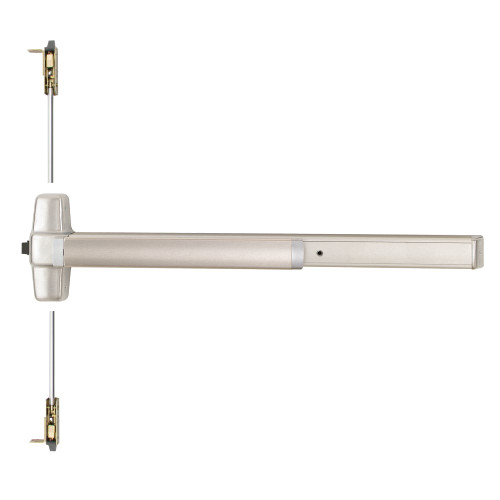 Von Duprin RX9847EO 4 32D Grade 1 Concealed Vertical Rod Exit Bar Wide Stile Pushpad 48 Device 80 to 100 Door Height Exit Only Request to Exit Switch Hex Key Dogging Satin Stainless Steel Finish Field Reversible RX9847EO 4 32D