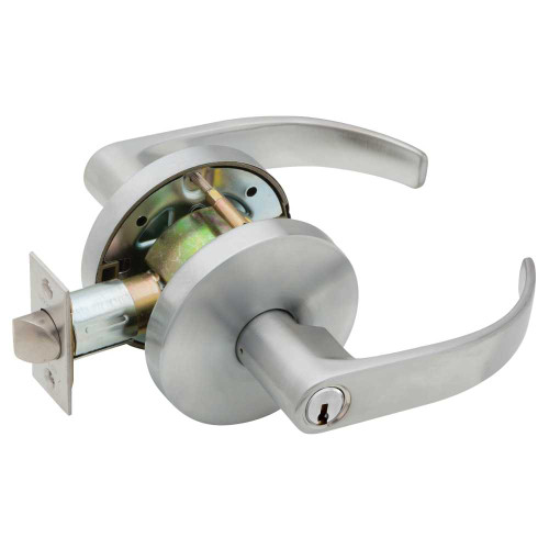 Falcon W501PD Q 626 Grade 2 Entry Cylindrical Lock Key in Lever Cylinder Quantum Lever Standard Rose Satin Chrome Finish Non-handed W501PD Q 626