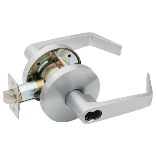 Falcon W501BD D 626 Grade 2 Entry Cylindrical Lock SFIC Prep Less Core Dane Lever Standard Rose Satin Chrome Finish Non-handed W501BD D 626