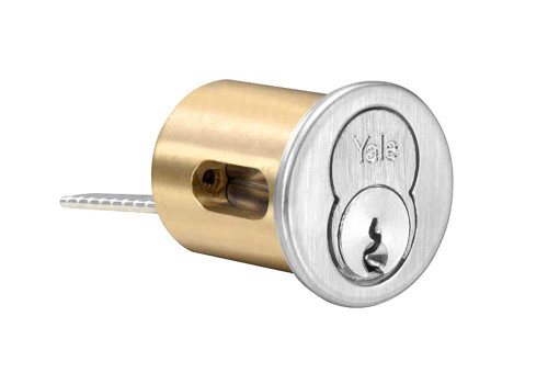Yale 1193 6 GA 626 KD LFIC Rim Cylinder w/Core 6-Pin GA Keyway Keyed Different Satin Chrome 1193 6 GA 626 KD