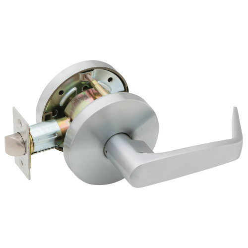 Falcon W161D D 626 Grade 2 Communicating/Exit Cylindrical Lock Non-Keyed Dane Lever Standard Rose Satin Chrome Finish Non-handed