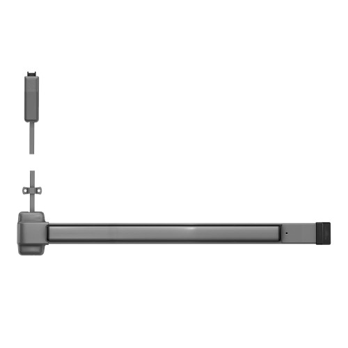 Von Duprin 2227EO 3 689 LBR Grade 1 Surface Vertical Rod Exit Bar 36 Device Fits 84 Door Exit Only Less Bottom Rod Hex Key Dogging Aluminum Painted Finish Field Reversible 2227EO 3 689 LBR